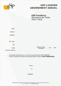 Formulaire d'abonnement ASP Liaisons